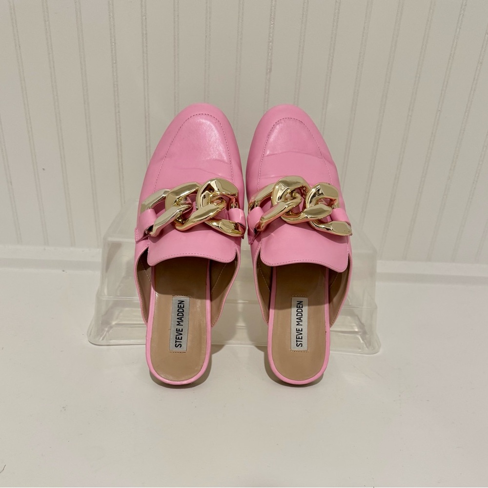 Steve Madden Pink and Gold Flats with Chain Detail